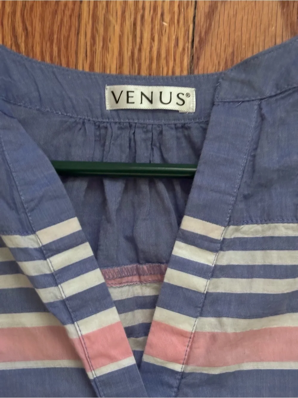 VENUS Cover Up Dress Blue 100% Cotton Tie Shoulder Sleeveless Pockets Small